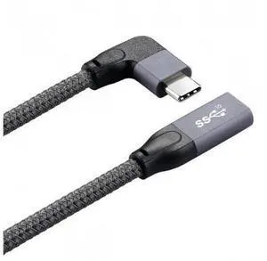 SM Left Right Angled USB-C USB 3.1 Type C Male to Female Extension Data Cable with Sleeve for Laptop SM Left Right Angled USB-C USB 3.1 Type C Male to Female Extension Data Cable with Sleeve for Laptop
