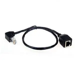 HKCY UT-003 Down Angled 90 Degree 8P8C FTP STP UTP Cat 5e Male to Female Lan Ethernet Network Extension Cable 50cm HKCY UT-003 Down Angled 90 Degree 8P8C FTP STP UTP Cat 5e Male to Female Lan Ethernet Network Extension Cable 50cm