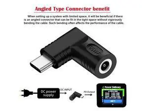 HKCY DC Jack 5.5x2.5mm Input to USB-C Type-C Angled 90 Degree Power Plug Charge Adapter for Laptop Phone HKCY DC Jack 5.5x2.5mm Input to USB-C Type-C Angled 90 Degree Power Plug Charge Adapter for Laptop Phone