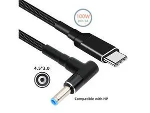 100W Type C USB-C Input to 20V DC 4.5*3.0mm Output Power 20V 5A 65W PD Charge Cable compatible with HP-Laptop 100W Type C USB-C Input to 20V DC 4.5*3.0mm Output Power 20V 5A 65W PD Charge Cable compatible with HP-Laptop