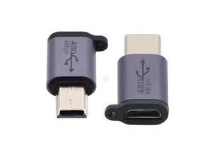 HKCY 2pcs/lot USB2.0 Micro Female to Mini USB Type-C USB-C Male Power Adapter 480Mbps Data with Chain Holes HKCY 2pcs/lot USB2.0 Micro Female to Mini USB Type-C USB-C Male Power Adapter 480Mbps Data with Chain Holes