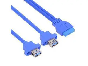 Dual Port USB 3.0 Female Type-A Panel Type to Motherboard 20Pin 19Pin Header Cable 50cm Dual Port USB 3.0 Female Type-A Panel Type to Motherboard 20Pin 19Pin Header Cable 50cm