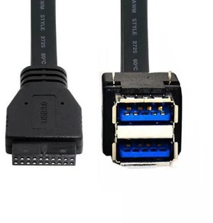 Stackable Dual Port USB 3.0 Female Type-A DIP Type to Motherboard 20Pin 19Pin Header Cable with Fixed Feet 50cm Stackable Dual Port USB 3.0 Female Type-A DIP Type to Motherboard 20Pin 19Pin Header Cable with Fixed Feet 50cm
