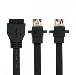 Ultra Flat Slim Dual Port USB 3.0 Female Type-A Panel Type to Motherboard 20Pin 19Pin Header Cable 50cm Ultra Flat Slim Dual Port USB 3.0 Female Type-A Panel Type to Motherboard 20Pin 19Pin Header Cable 50cm