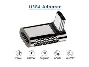 HKCY 20Gbps USB4 Type C Male to Female 90 Degree Up Down Angled 100W Power Data 8K Video Adapter for Laptop Phone HKCY 20Gbps USB4 Type C Male to Female 90 Degree Up Down Angled 100W Power Data 8K Video Adapter for Laptop Phone