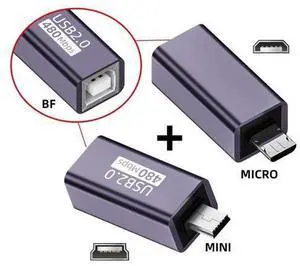 2pcs/lot USB 2.0 B Type Female to Mini USB & Micro Male Extension Adapter for Printer Phone Disk 2pcs/lot USB 2.0 B Type Female to Mini USB & Micro Male Extension Adapter for Printer Phone Disk