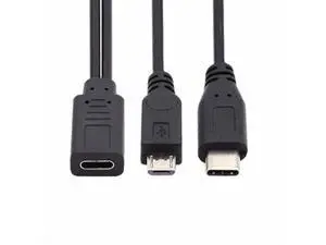Type-C USB-C Female to Type-C USB-C USB 3.1 & Micro USB Male Splitter Extension Charge Cable Type-C USB-C Female to Type-C USB-C USB 3.1 & Micro USB Male Splitter Extension Charge Cable