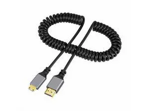 Mini HDMI 2.0 Male to HDMI Male 4K 60hz Stretch Coiled Cable Straight Connector for HDTV Computer Laptop Monitor Mini HDMI 2.0 Male to HDMI Male 4K 60hz Stretch Coiled Cable Straight Connector for HDTV Computer Laptop Monitor