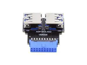 HKCY Dual USB 3.0 A Type Female to Motherboard 20/19 Pin Box Header Slot Adapter 5Gbps Horizontal Type PCBA HKCY Dual USB 3.0 A Type Female to Motherboard 20/19 Pin Box Header Slot Adapter 5Gbps Horizontal Type PCBA