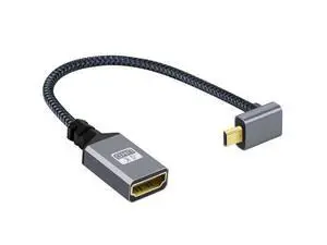 HKCY 4K Type-D Micro HDMI 1.4 Male 90 Degree Up Angled to HDMI Female Extension Cable for DV MP4 Camera DC Laptop HKCY 4K Type-D Micro HDMI 1.4 Male 90 Degree Up Angled to HDMI Female Extension Cable for DV MP4 Camera DC Laptop