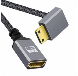 4K Type-C MINI HDMI 1.4 Male 90 Degree Down Angled to HDMI Female Extension Cable for DV MP4 Camera DC Laptop 4K Type-C MINI HDMI 1.4 Male 90 Degree Down Angled to HDMI Female Extension Cable for DV MP4 Camera DC Laptop