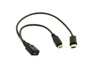 SM Micro USB Female to USB-C Type C USB 3.1 & Micro USB Male Splitter Extension Charge Cable SM Micro USB Female to USB-C Type C USB 3.1 & Micro USB Male Splitter Extension Charge Cable