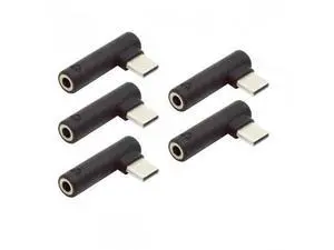 5pcs/set Type-C to 3.5mm Earphone Adapter 90 Degree Angled Type USB-C 3.1 Male to AUX Audio Female 5pcs/set Type-C to 3.5mm Earphone Adapter 90 Degree Angled Type USB-C 3.1 Male to AUX Audio Female