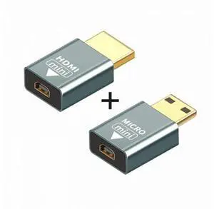 2pcs/set Compatible Micro HDMI Female to Mini Male HDMI 1.4 Male Adapter 4K@60hz 2pcs/set Compatible Micro HDMI Female to Mini Male HDMI 1.4 Male Adapter 4K@60hz
