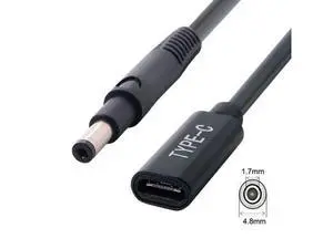 SM Type C USB-C Female Input to DC 4.8*1.7mm Power PD Charge Cable fit for Laptop 18-20V SM Type C USB-C Female Input to DC 4.8*1.7mm Power PD Charge Cable fit for Laptop 18-20V