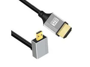 90 Degree Down Angled Micro HDMI 2.1 Ultra Thin HDTV Cable 8K 4K Hyper Super Flexible Slim Cord Type-A to Type-D for Camera HDTV 90 Degree Down Angled Micro HDMI 2.1 Ultra Thin HDTV Cable 8K 4K Hyper Super Flexible Slim Cord Type-A to Type-D for Camera HDTV
