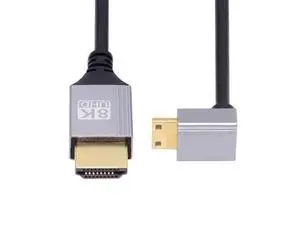90 Degree Down Angled Mini HDMI 2.1 Ultra Thin HDTV Cable 8K 4K Hyper Super Flexible Slim Cord Type-A to Type-C for Camera HDTV 90 Degree Down Angled Mini HDMI 2.1 Ultra Thin HDTV Cable 8K 4K Hyper Super Flexible Slim Cord Type-A to Type-C for Camera HDTV