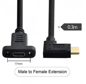 SM 90 Degree Left & Right Angled USB-C USB 3.1 Type C Male to Female Extension Data Cable 30cm SM 90 Degree Left & Right Angled USB-C USB 3.1 Type C Male to Female Extension Data Cable 30cm