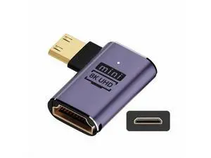 Right Angled Mini HDMI Male to HDMI 2.1 Female UHD Extension Gold Converter Adapter Support 8K 60hz HDTV Right Angled Mini HDMI Male to HDMI 2.1 Female UHD Extension Gold Converter Adapter Support 8K 60hz HDTV