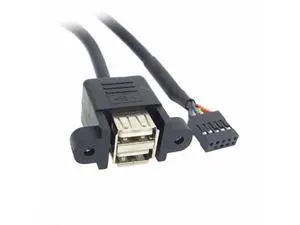 SM 50cm Stackable Dual USB 2.0 A Type Female to Motherboard 9 Pin Header Cable with Screw Panel Holes SM 50cm Stackable Dual USB 2.0 A Type Female to Motherboard 9 Pin Header Cable with Screw Panel Holes