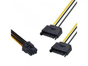 SM Dual two SATA 15 Pin Male M to PCI-e Express Card 6 Pin Female Graphics Video Card Power Cable 15cm SM Dual two SATA 15 Pin Male M to PCI-e Express Card 6 Pin Female Graphics Video Card Power Cable 15cm
