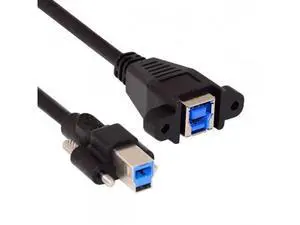 SM Dual Thumbscrews USB 3.0 Back Panel Mount B Male to Female B Type Extension Cable 0.5m SM Dual Thumbscrews USB 3.0 Back Panel Mount B Male to Female B Type Extension Cable 0.5m