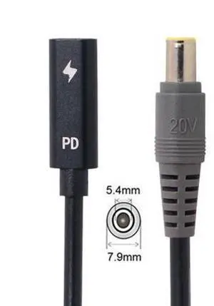 SM Type C USB-C Female Input to DC 7.9*5.4mm Power PD Charge Cable fit for Laptop 18-20V SM Type C USB-C Female Input to DC 7.9*5.4mm Power PD Charge Cable fit for Laptop 18-20V