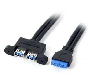 SM Dual Port USB 3.0 Female Panel Type to Motherboard 20Pin Header cable 50cm SM Dual Port USB 3.0 Female Panel Type to Motherboard 20Pin Header cable 50cm