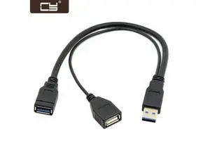 Black USB 3.0 Male to Dual USB Female Extra Power Data Y Extension Cable for 2.5" Mobile Hard Disk U3-041 Black USB 3.0 Male to Dual USB Female Extra Power Data Y Extension Cable for 2.5" Mobile Hard Disk U3-041