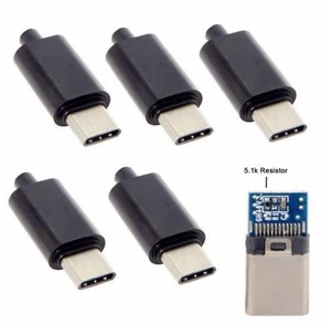 5pcs/lot DIY 24pin USB Type-C USB-C Male OTG Host Type 5.1k Resistor with Black Housing Cover 5pcs/lot DIY 24pin USB Type-C USB-C Male OTG Host Type 5.1k Resistor with Black Housing Cover