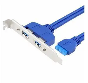 Internal Dual USB 3.0 Female Mount Panel to Motherboard 20pin Cable with PCI Bracket 50cm Internal Dual USB 3.0 Female Mount Panel to Motherboard 20pin Cable with PCI Bracket 50cm