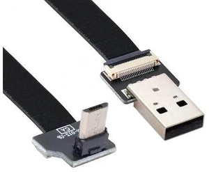 2.0M Up Angled USB 2.0 Type-A Male to Micro USB 5Pin Male Data Flat Slim FPC Cable for FPV & Disk & Phone 2.0M Up Angled USB 2.0 Type-A Male to Micro USB 5Pin Male Data Flat Slim FPC Cable for FPV & Disk & Phone