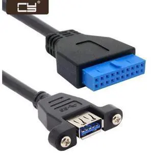 USB 3.0 Single Port A Female Screw Mount Type to Motherboard 20pin Header Cable 25cm U3-384-BK USB 3.0 Single Port A Female Screw Mount Type to Motherboard 20pin Header Cable 25cm U3-384-BK