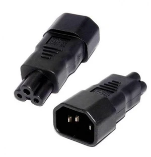 HKCY PW-033-BK IEC 320 Adapter 3 Poles Socket C14 to Cloverleaf Plug Micky C5 Straight Extension Power Adapter