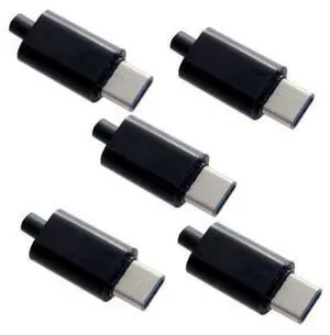 SM 5set DIY 24pin USB 3.1 Type C USB-C Male Plug Connector SMT type with Black Housing Cover SM 5set DIY 24pin USB 3.1 Type C USB-C Male Plug Connector SMT type with Black Housing Cover