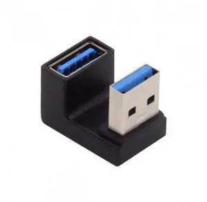 HKCY U3-018-OS 10Gbps USB3.0 Male to Female Extension Power Data Video Adapter Opposite U Shape Back Angled HKCY U3-018-OS 10Gbps USB3.0 Male to Female Extension Power Data Video Adapter Opposite U Shape Back Angled
