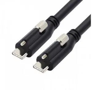 1.2M USB 3.1 Type-C Locking to Locking USB-C Data Power Cable for Camera With Single Panel Mount Screw Connector 1.2M USB 3.1 Type-C Locking to Locking USB-C Data Power Cable for Camera With Single Panel Mount Screw Connector