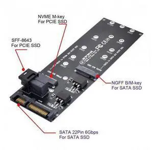 SM SFF-8643 to U2 Kit NGFF M-Key to HD Mini SAS NVME PCIe SSD SATA Adapter for Motherboard SM SFF-8643 to U2 Kit NGFF M-Key to HD Mini SAS NVME PCIe SSD SATA Adapter for Motherboard