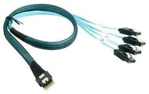 Slim Line SAS 4.0 SFF-8654 4i 38pin Host to 4 SATA 7pin Target Hard Disk Fanout Raid Cable 50cm SF-103-0.5M Slim Line SAS 4.0 SFF-8654 4i 38pin Host to 4 SATA 7pin Target Hard Disk Fanout Raid Cable 50cm SF-103-0.5M