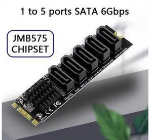 NGFF Key B+M to SATA 3.0 6Gbps 5 Ports Adapter Converter Port Multiplier Selector JMB575 2280 NGFF Key B+M to SATA 3.0 6Gbps 5 Ports Adapter Converter Port Multiplier Selector JMB575 2280