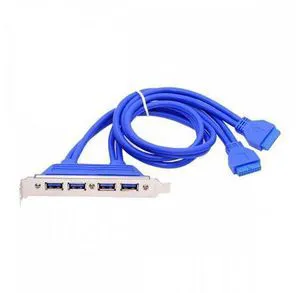 Internal Four Ports USB 3.0 Female Mount Panel to Motherboard 20pin Baffle Cable with PCI Bracket 50cm Internal Four Ports USB 3.0 Female Mount Panel to Motherboard 20pin Baffle Cable with PCI Bracket 50cm