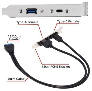 HKCY USB3.0 Motherboard 19/20Pin to USB-C Type-C & USB 3.0 Dual Ports Female PCI-E Back Panel 5Gbps Cable HKCY USB3.0 Motherboard 19/20Pin to USB-C Type-C & USB 3.0 Dual Ports Female PCI-E Back Panel 5Gbps Cable