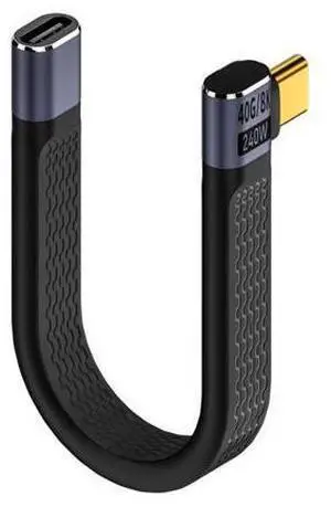 Right Angled USB4 Extension Cable 13cm Slim Flat Male to Female 40Gbps with 240W Power and 8K@60Hz Video Right Angled USB4 Extension Cable 13cm Slim Flat Male to Female 40Gbps with 240W Power and 8K@60Hz Video