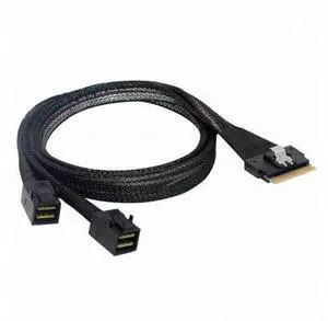 PCI-E Ultraport Slimline SAS Slim 4.0 SFF-8654 8i 74pin to Dual SFF-8643 4i Mini SAS HD Cable PCI-Express SF-010 PCI-E Ultraport Slimline SAS Slim 4.0 SFF-8654 8i 74pin to Dual SFF-8643 4i Mini SAS HD Cable PCI-Express SF-010