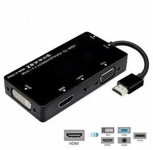 HDMI to VGA/Audio/HDMI/DVI 4in1 Dongle Adapter Multiport Splitter Converter For PS3 HDTV PC Monitor Projector HDMI to VGA/Audio/HDMI/DVI 4in1 Dongle Adapter Multiport Splitter Converter For PS3 HDTV PC Monitor Projector