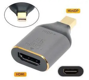 Mini DisplayPort 1.4 Source to HDMI 2.0 Display 8K 60hz UHD 4K Mini-DP to HDMI Male Monitor Adapter Connector Mini DisplayPort 1.4 Source to HDMI 2.0 Display 8K 60hz UHD 4K Mini-DP to HDMI Male Monitor Adapter Connector