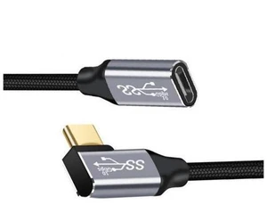 Left and Right Angled USB-C USB 3.1 Type C Male to Female Extension Data Cable 10Gbps 100W with Sleeve for Laptop Left and Right Angled USB-C USB 3.1 Type C Male to Female Extension Data Cable 10Gbps 100W with Sleeve for Laptop