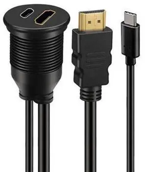 HKCY Waterproof Dustproof USB-C Type-C USB 3.1 &HDMI 4K Extension Flush Car Latch Mount Extension Cable for Dashboard Panel HKCY Waterproof Dustproof USB-C Type-C USB 3.1 &HDMI 4K Extension Flush Car Latch Mount Extension Cable for Dashboard Panel