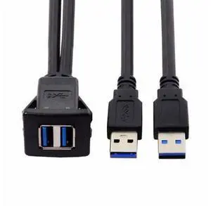 1m Waterproof Dual USB 3.0 Extension Latch Mount Car AUX Cable for Dashboard Panel 1m Waterproof Dual USB 3.0 Extension Latch Mount Car AUX Cable for Dashboard Panel