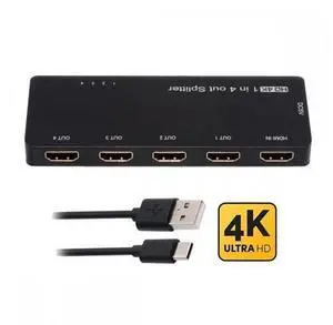 Cable HDMI Splitter 4K 60hz Ultra-HD Converter Compatible 2.0 Switch 1-IN-4-OUT 18Gbps UHD Hub Support HDCP SST Extended Cable HDMI Splitter 4K 60hz Ultra-HD Converter Compatible 2.0 Switch 1-IN-4-OUT 18Gbps UHD Hub Support HDCP SST Extended